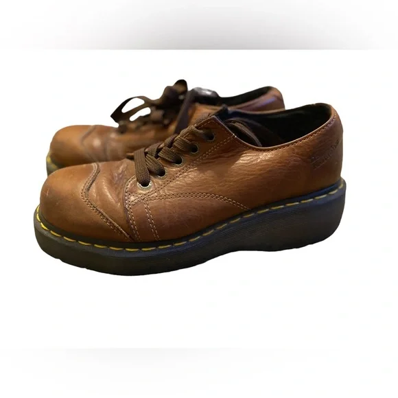 Dr. Martens Chestnut Leather Platform Shoes - Picture 3 of 8